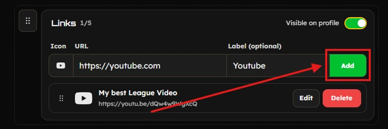 Adding a link to the profile