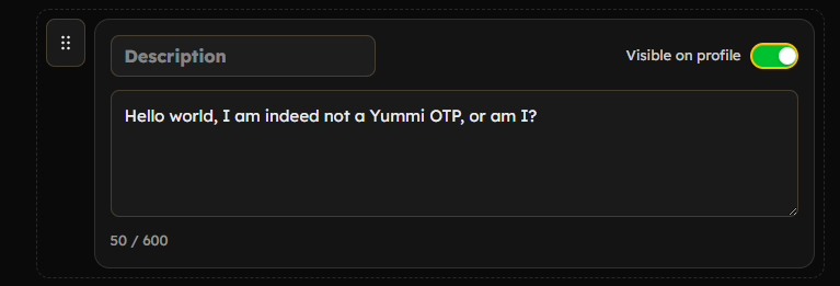 Profile description option field location