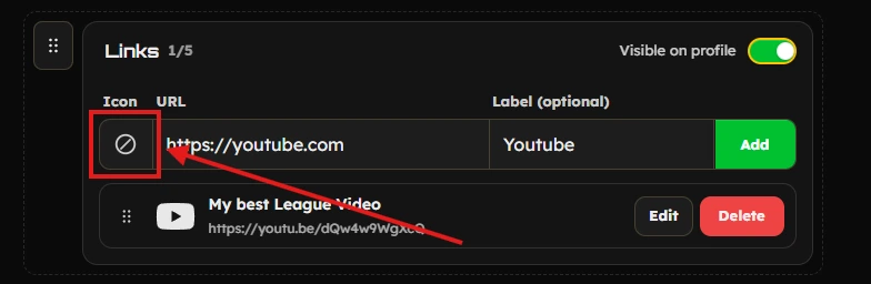 Adding a icon to the link