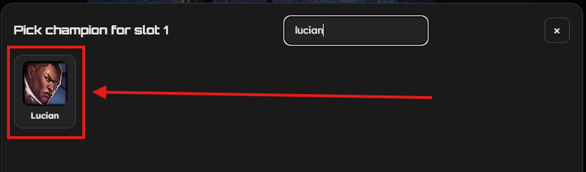 Select a champion in the picker modal