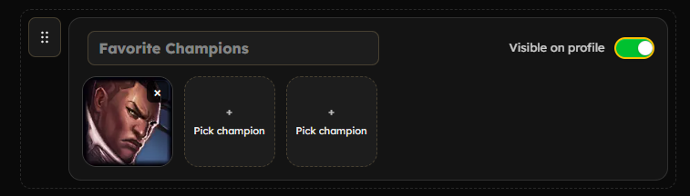 Selected champion in the picker modal